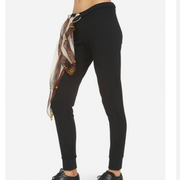 LAUREN MOSHI BLACK JOGGERS WITH SILK WAIST SCARF SIZE SMALL - Picture 4 of 4